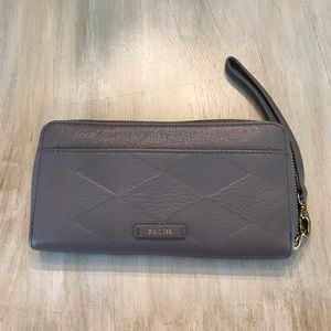 Authentic Fossil Wallet Soft pebble leather grey